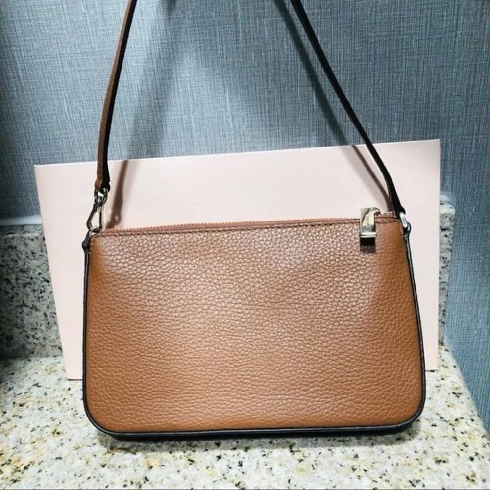 Kate Spade Pebbled Leather Convertible Crossbody Bag Brown Cognac NWT